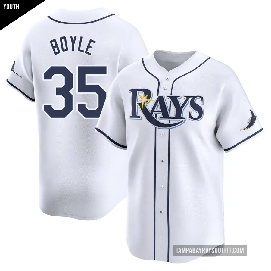 Youth Tampa Bay Rays ＃35 Joe Boyle Limited White Home Jersey