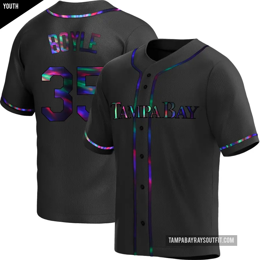 Youth Tampa Bay Rays ＃35 Joe Boyle Replica Black Holographic Alternate Jersey