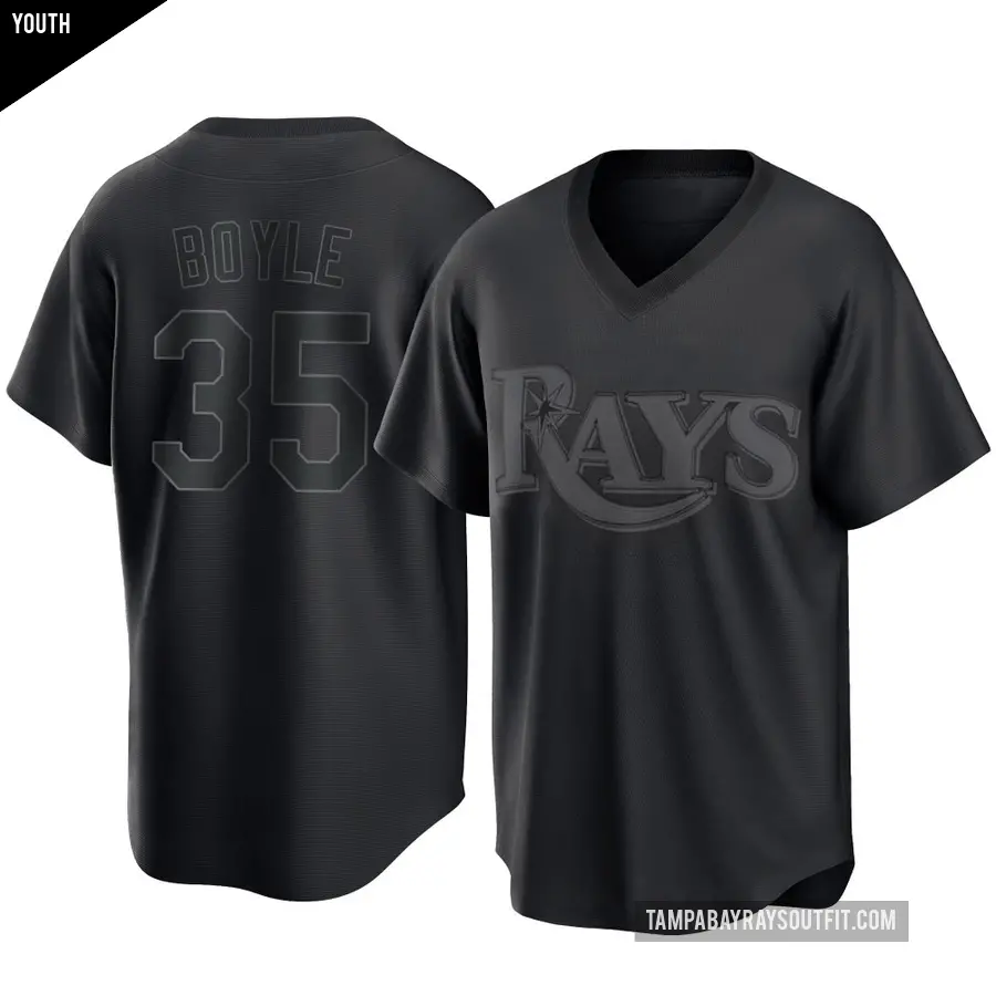 Youth Tampa Bay Rays ＃35 Joe Boyle Replica Black Pitch Fashion Jersey