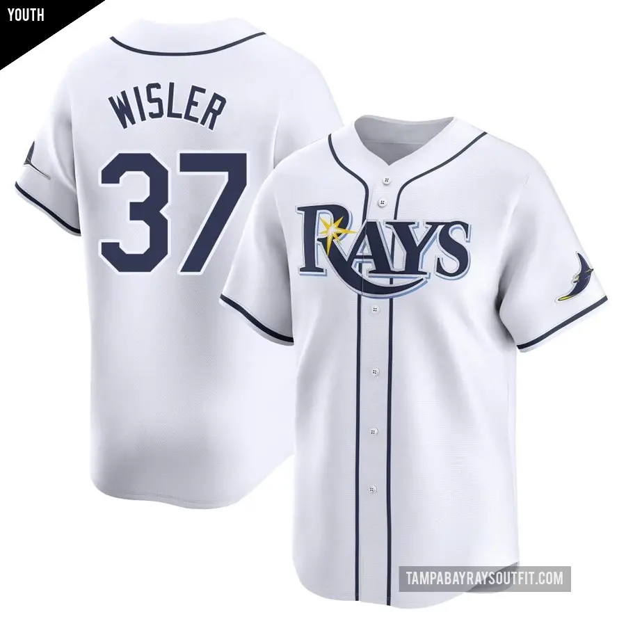 Youth Tampa Bay Rays ＃37 Matt Wisler Limited White Home Jersey