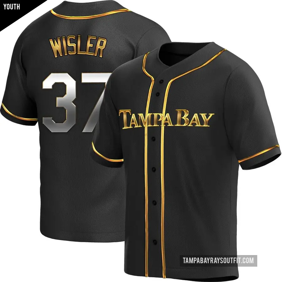 Youth Tampa Bay Rays ＃37 Matt Wisler Replica Gold Black en Alternate Jersey