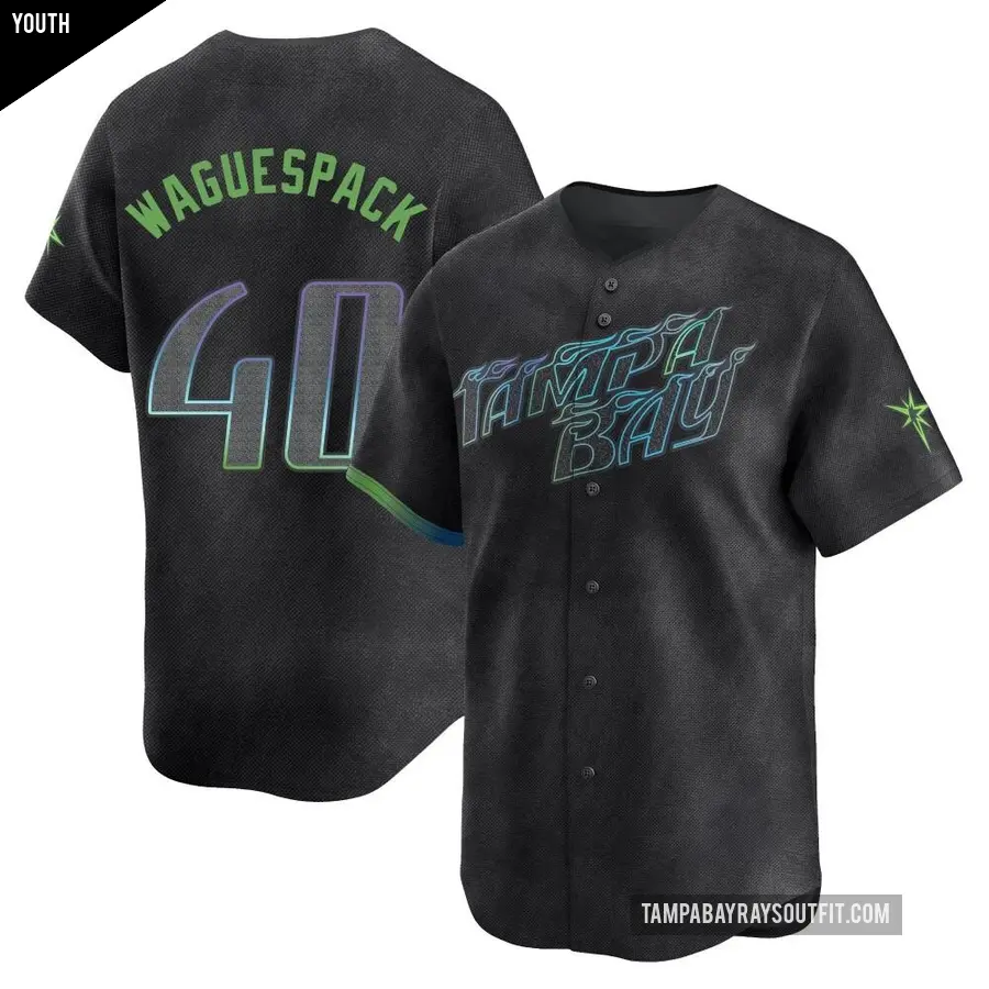 Youth Tampa Bay Rays ＃40 Jacob Waguespack Limited Charcoal 2024 City Connect Jersey