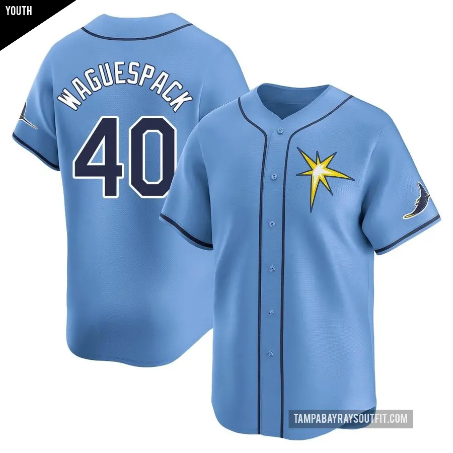 Youth Tampa Bay Rays ＃40 Jacob Waguespack Limited Light Blue Alternate Jersey