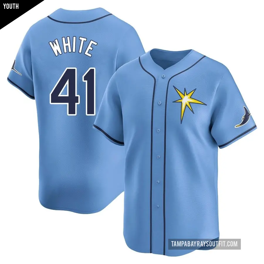 Youth Tampa Bay Rays ＃41 Colby White Limited Light Blue Alternate Jersey