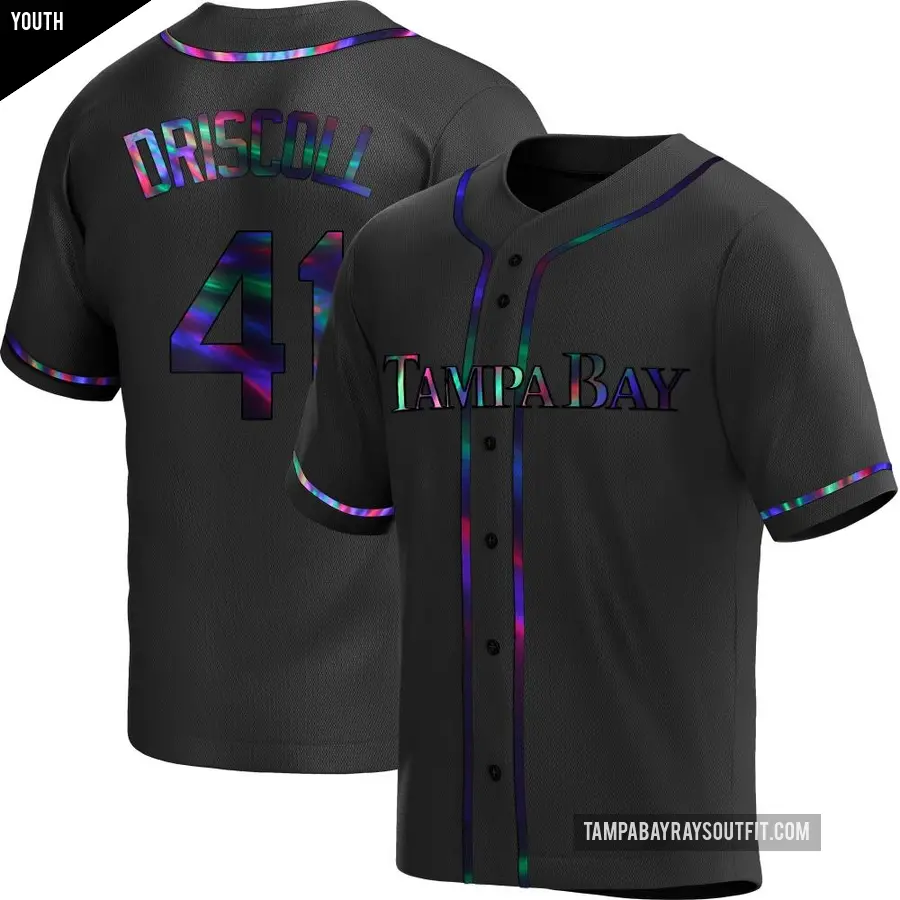 Youth Tampa Bay Rays ＃41 Logan Driscoll Replica Black Holographic Alternate Jersey