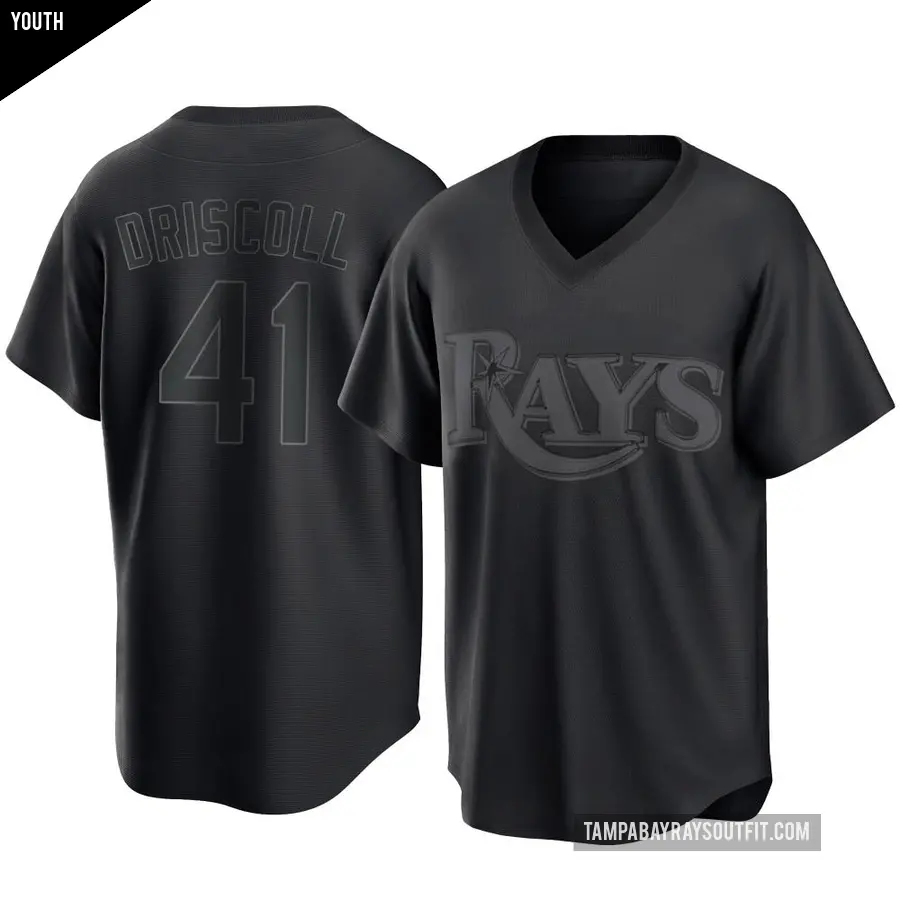 Youth Tampa Bay Rays ＃41 Logan Driscoll Replica Black Pitch Fashion Jersey