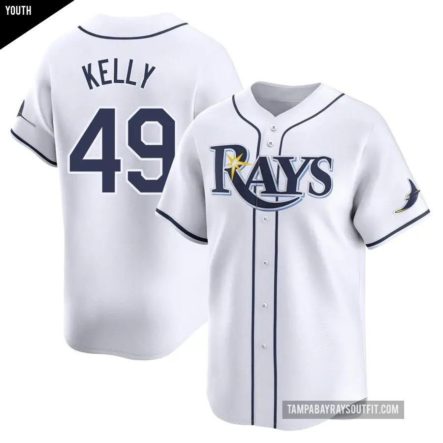 Youth Tampa Bay Rays ＃49 Kevin Kelly Limited White Home Jersey