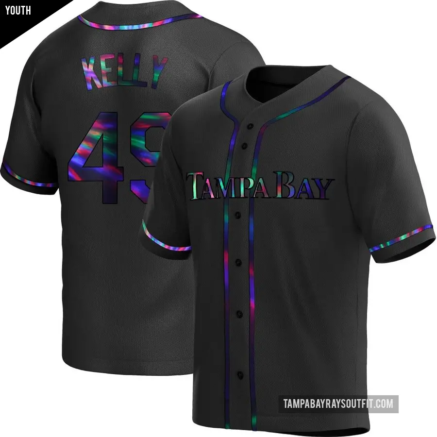 Youth Tampa Bay Rays ＃49 Kevin Kelly Replica Black Holographic Alternate Jersey