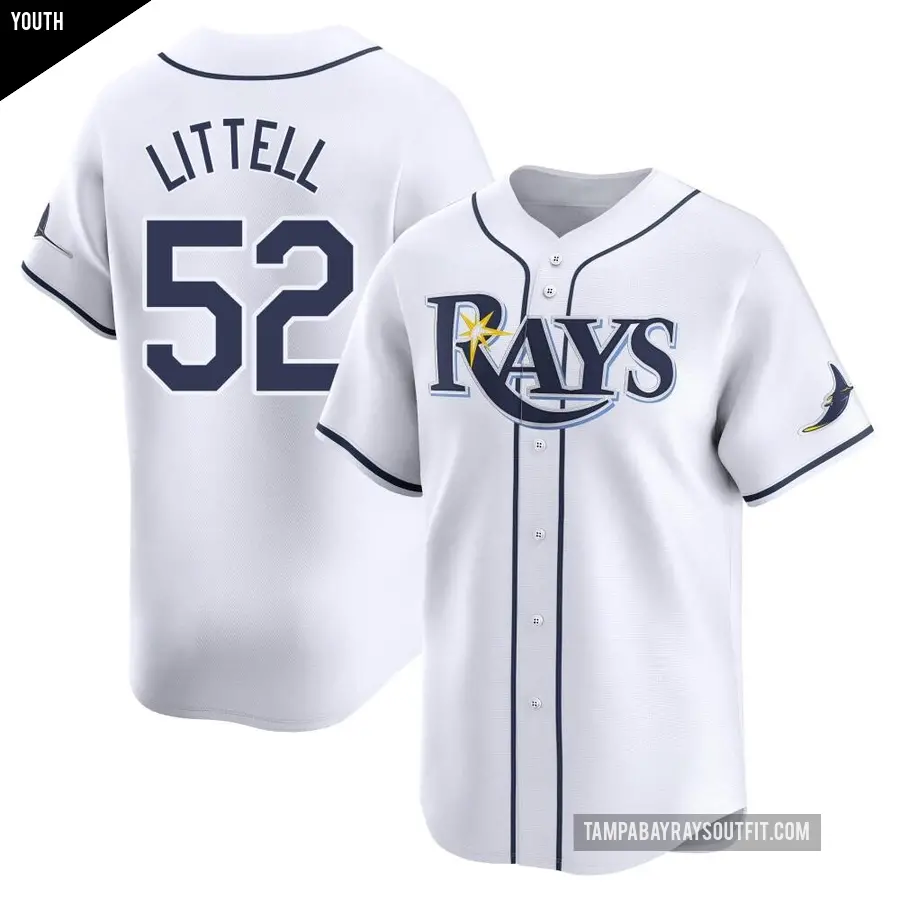 Youth Tampa Bay Rays ＃52 Zack Littell Limited White Home Jersey