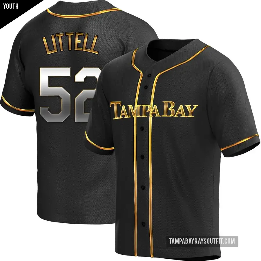 Youth Tampa Bay Rays ＃52 Zack Littell Replica Gold Black en Alternate Jersey