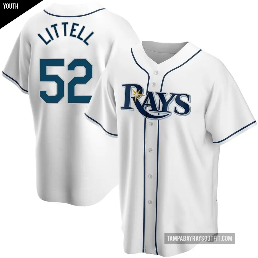 Youth Tampa Bay Rays ＃52 Zack Littell Replica White Home Jersey