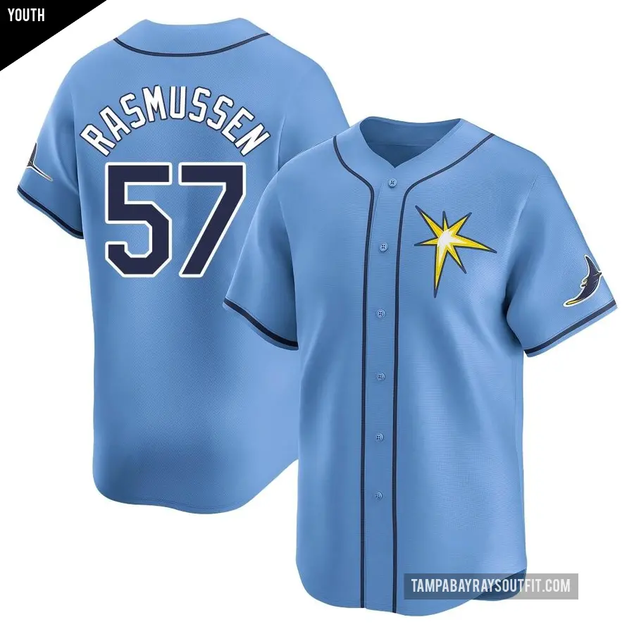 Youth Tampa Bay Rays ＃57 Drew Rasmussen Limited Light Blue Alternate Jersey