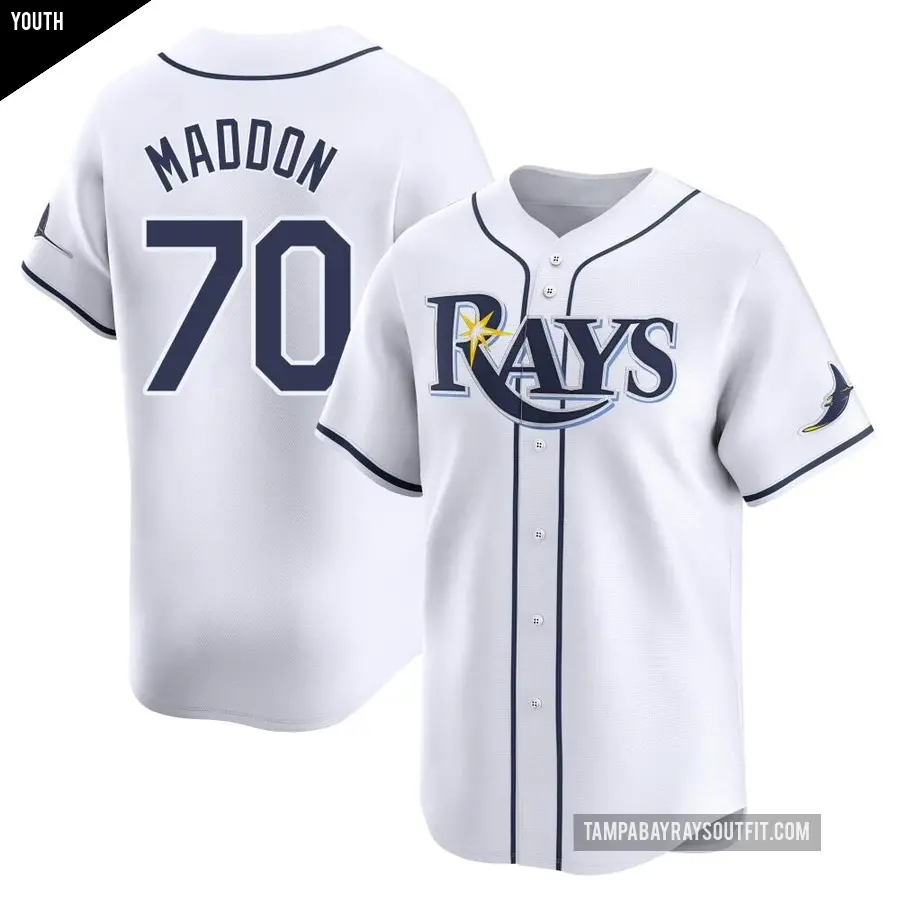 Youth Tampa Bay Rays ＃70 Joe Maddon Limited White Home Jersey