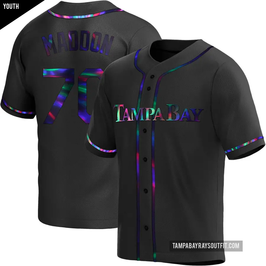 Youth Tampa Bay Rays ＃70 Joe Maddon Replica Black Holographic Alternate Jersey