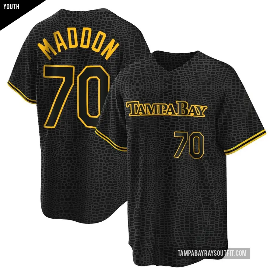 Youth Tampa Bay Rays ＃70 Joe Maddon Replica Black Snake Skin City Jersey