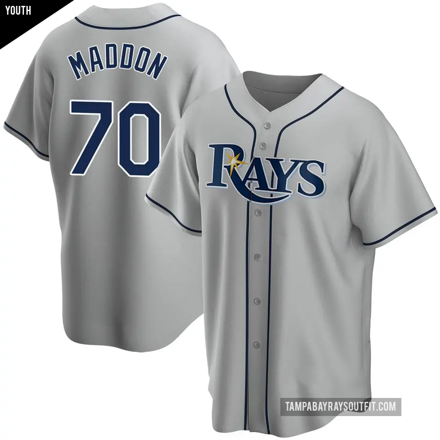 Youth Tampa Bay Rays ＃70 Joe Maddon Replica Gray Road Jersey