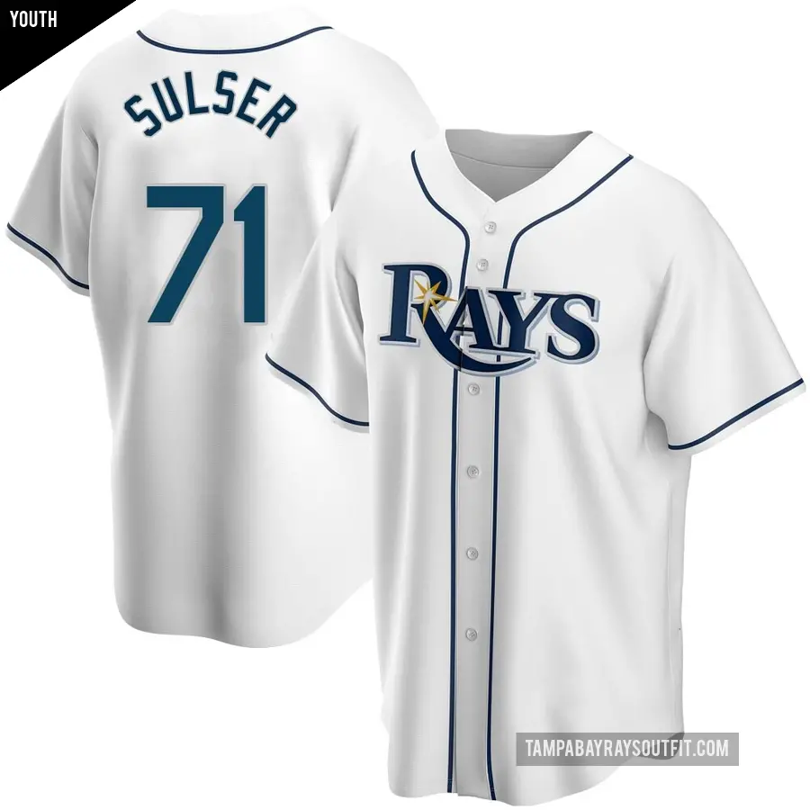 Youth Tampa Bay Rays ＃71 Cole Sulser Replica White Home Jersey