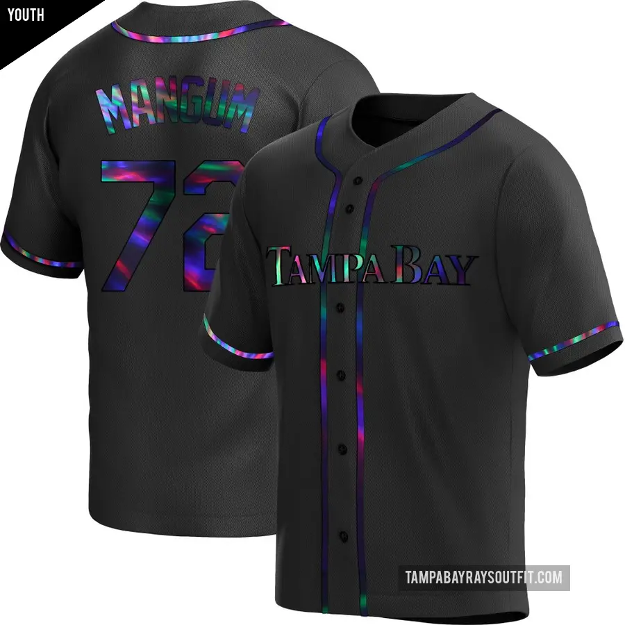 Youth Tampa Bay Rays ＃72 Jake Mangum Replica Black Holographic Alternate Jersey