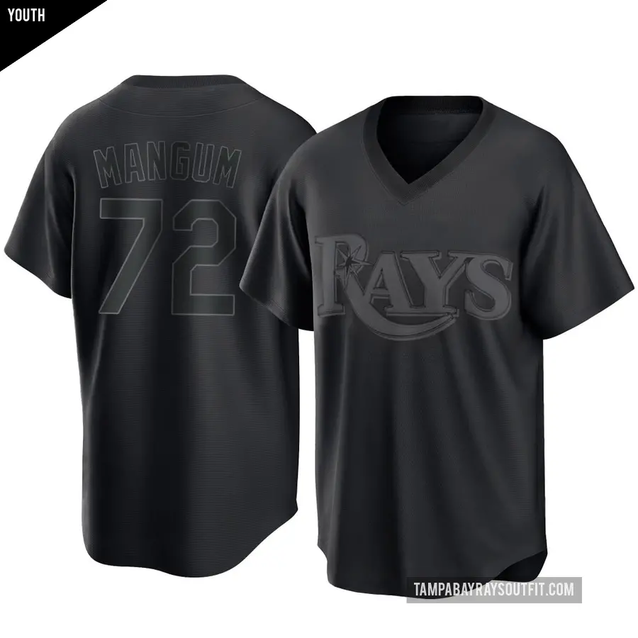 Youth Tampa Bay Rays ＃72 Jake Mangum Replica Black Pitch Fashion Jersey