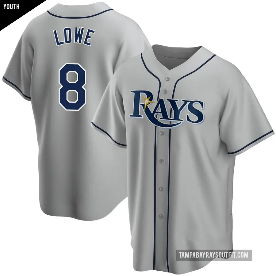 Youth Tampa Bay Rays ＃8 Brandon Lowe Replica Gray Road Jersey