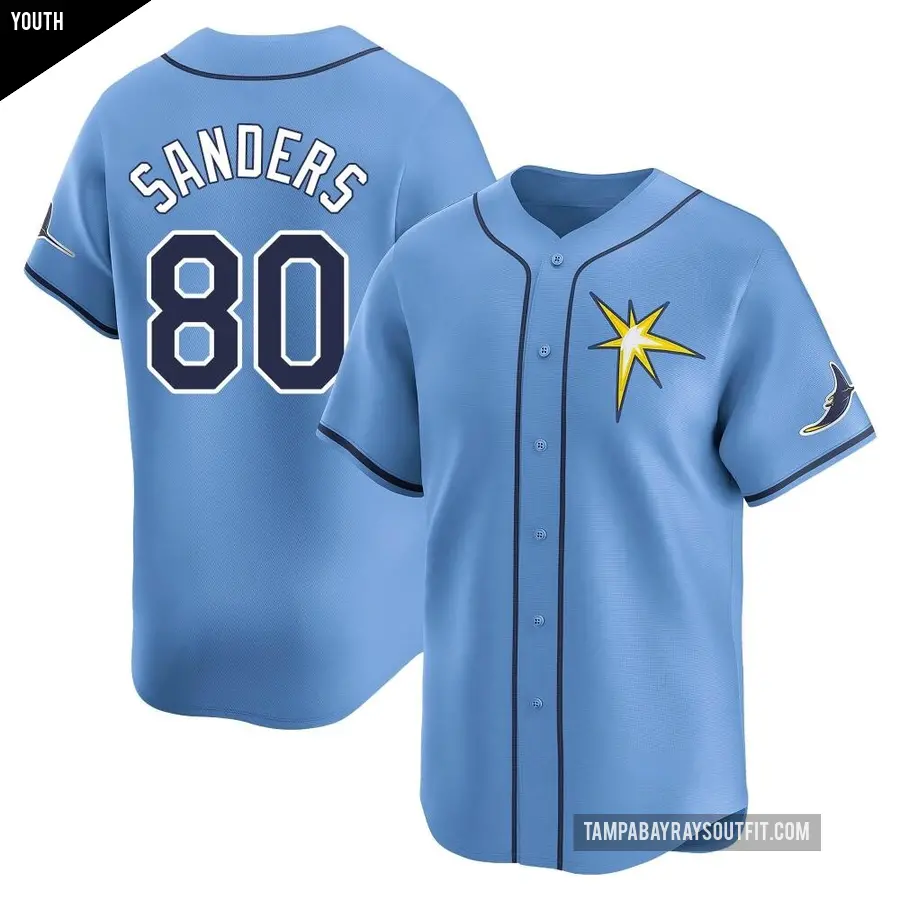 Youth Tampa Bay Rays ＃80 Phoenix Sanders Limited Light Blue Alternate Jersey